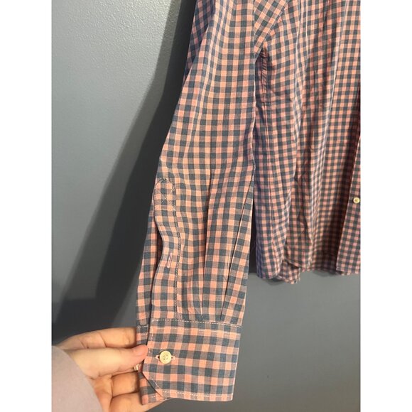 Men’s Barbour Salmon Pink & Blue Gingham Tailored Fit Button Long Sleeve SZ MED - Picture 5 of 7